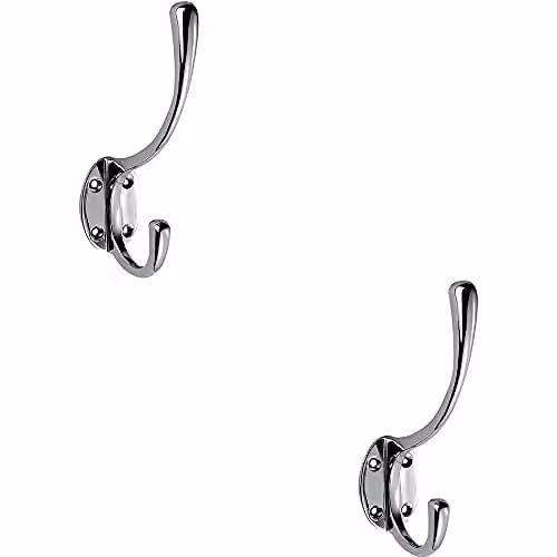 Loops 2 Pack Victorian Hat and Coat Hooks on Oval Backplate in Polished Chrome, 6.4 cm Projection