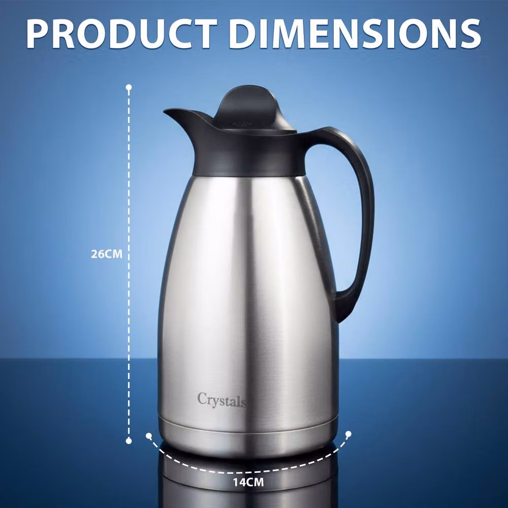 Crystals Stainless Steel Vacuum Flask 2 l Silver Hot and Cold Tea and Coffee Dispenser – 3