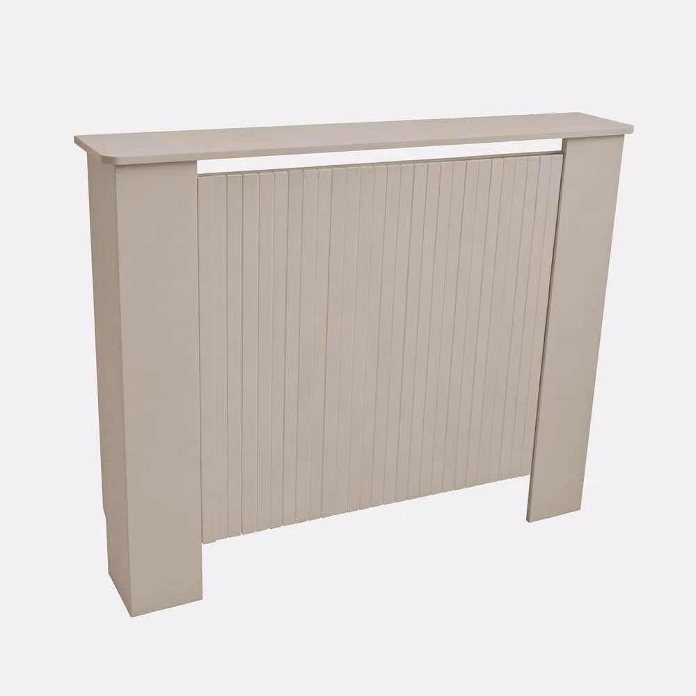 OHS Ribbed Medium Radiator Cover in Stone Beige Slatted Engineered Wood – 2