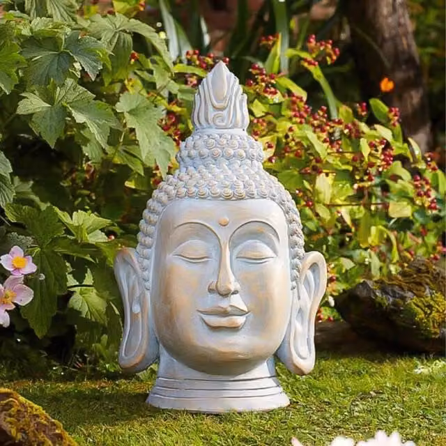 Marco Paul XLarge Buddha Head Gold Stone Garden Ornament