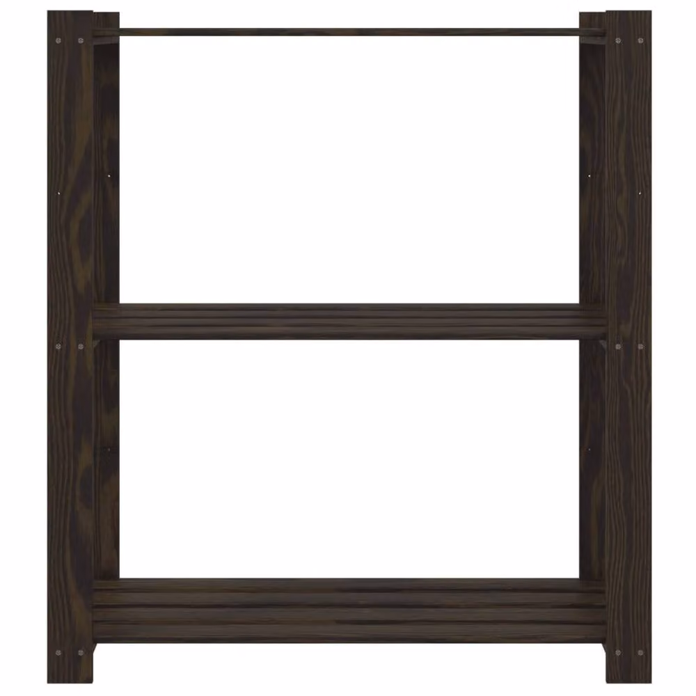 Berkfield Home 3-Tier Solid Wood Pine Storage Rack in Black, W/D/H: 80 x 38 x 90 cm – 3