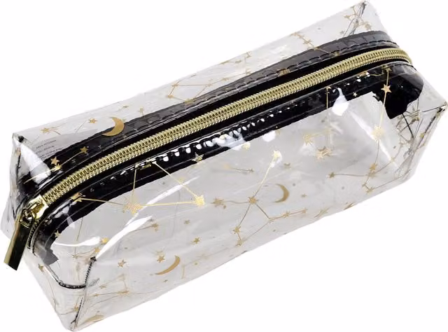 Stargazer Gold Transparent Flat Pouch Pencil Case