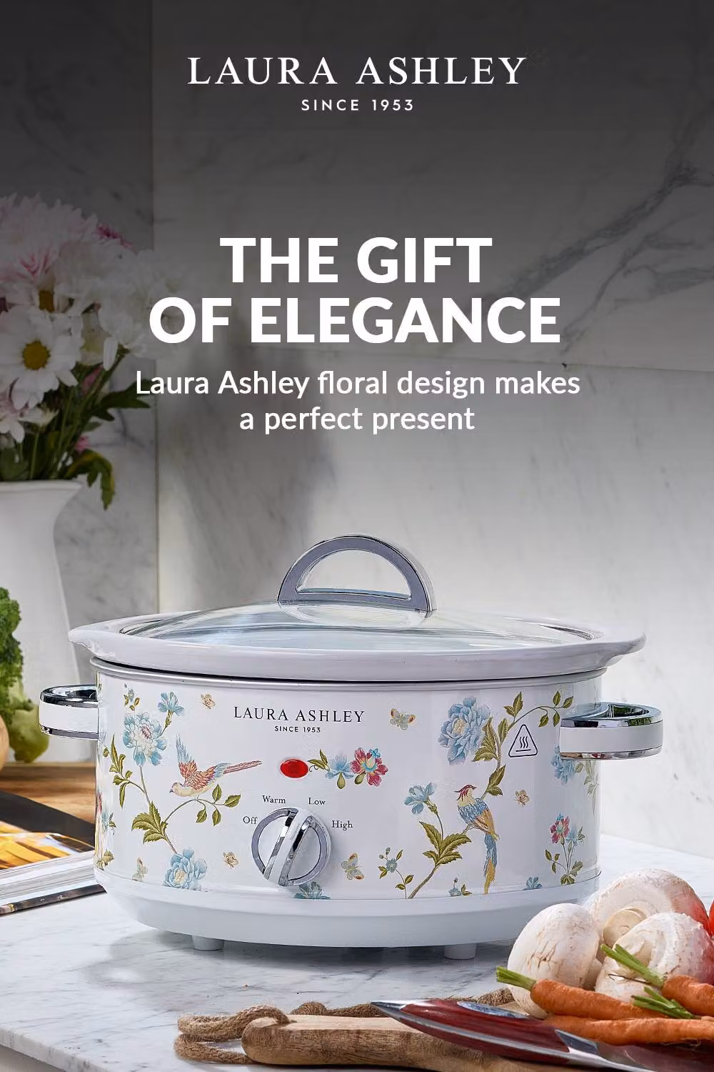 Laura Ashley Elveden Slow Cooker, 6.5L, White and Multicolour – 5