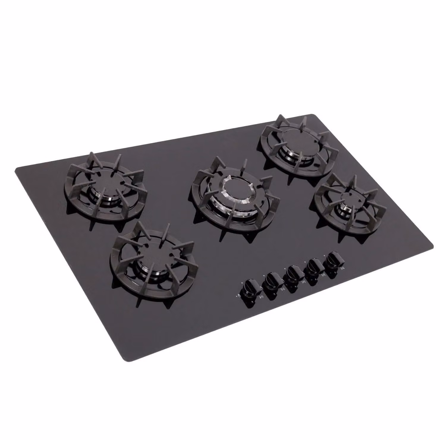 SIA BGH90BL Black 5 Burner Gas On Glass Built-in Hob with Cast Iron Supports and LPG Kit, Width: 90 cm – 3