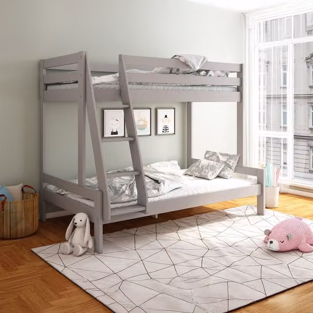 Noomi Nora Solid Wood Triple Bunk Bed in Grey – 1