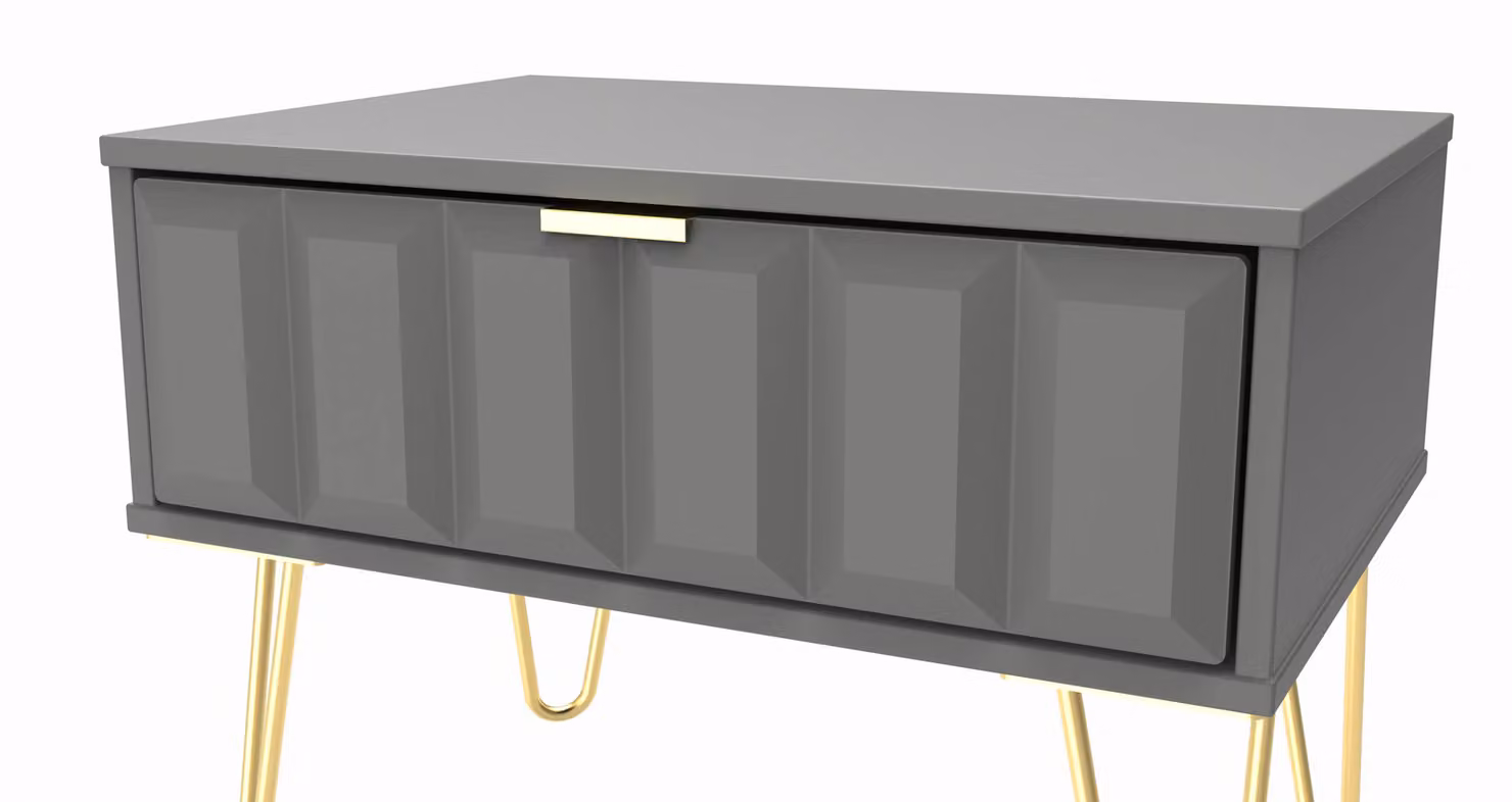 2 U Metro Wide Side Table with 1 Drawer in Grey and Gold – 2