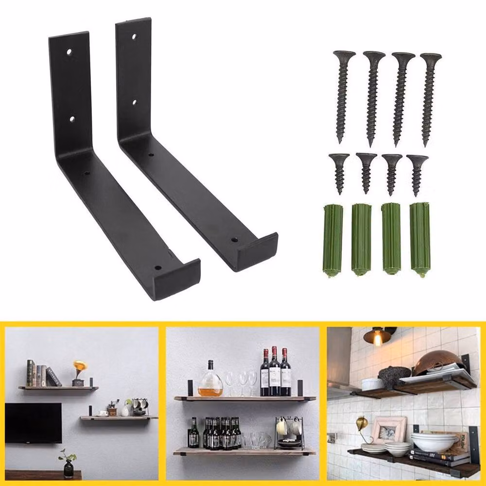 SPETLEK 2x Heavy Duty Matt Black Metal Right Angle Shelf Brackets, W: 1000 cm, D: 52 cm – 2