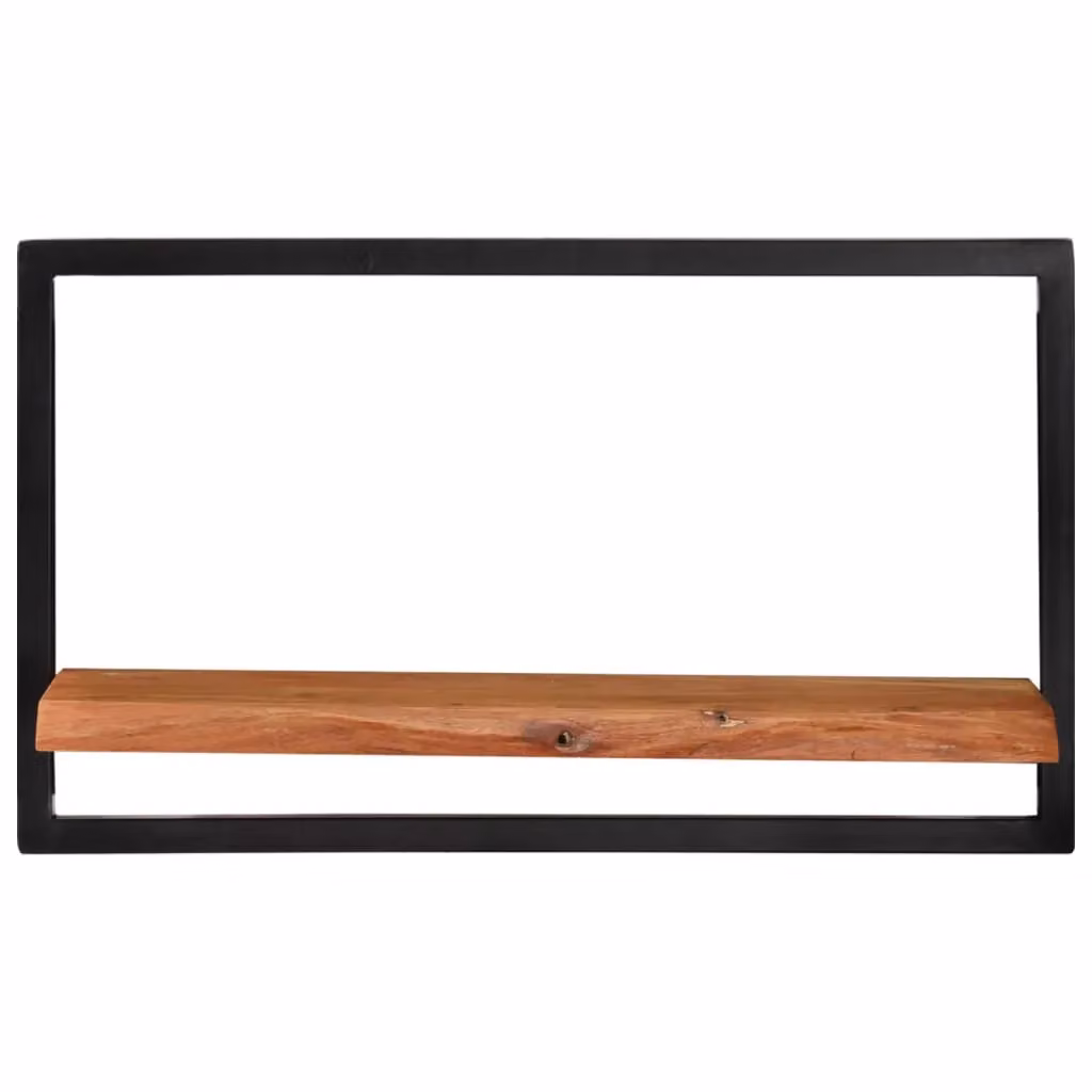 Berkfield Home Set of 2 Industrial Wall Mounted Shelves in Brown Acacia Wood and Steel, W: 60 cm, D: 25 cm, H: 35 cm – 2