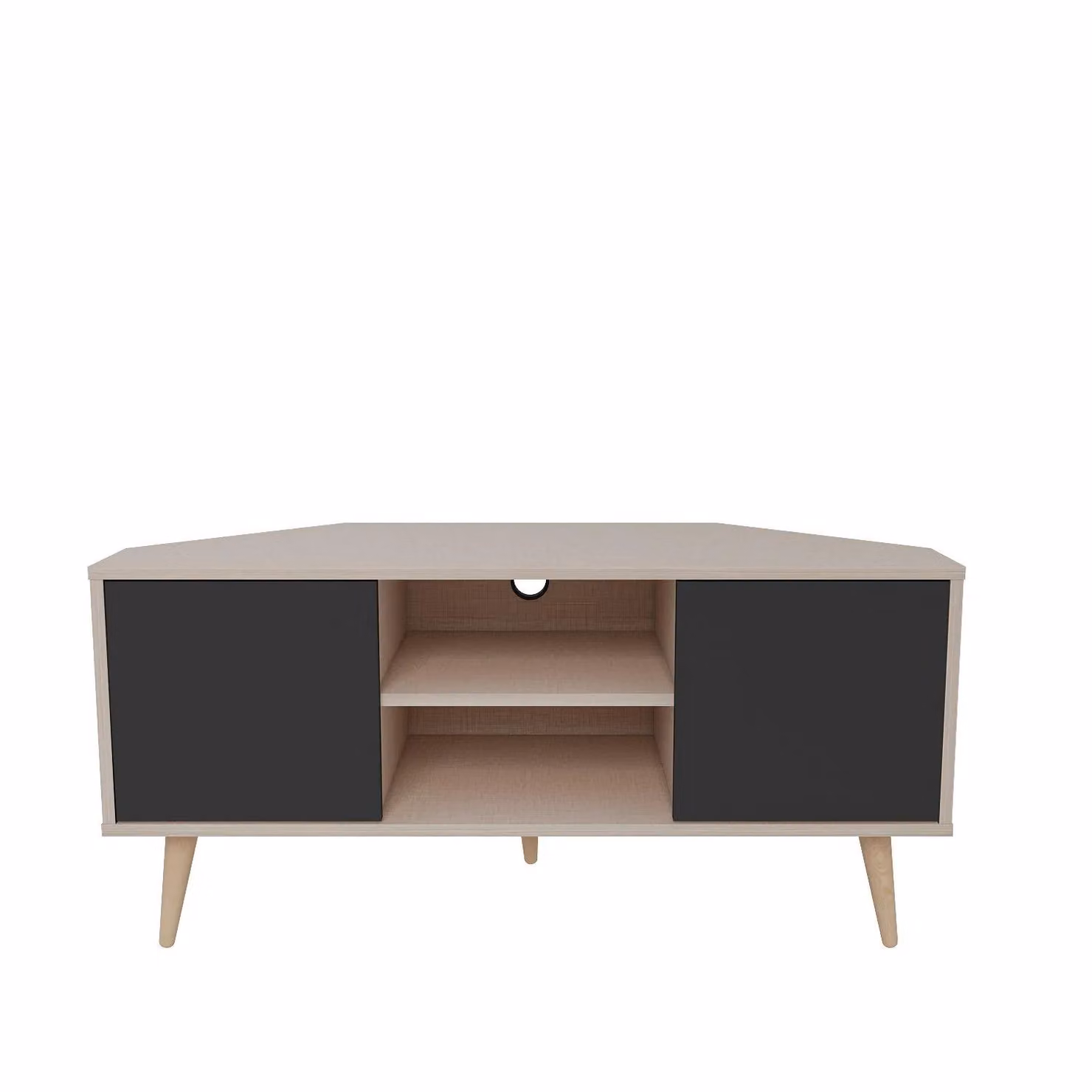 Decorotika Lesson Minimalist Corner TV Unit in Beige, Width: 120 cm – 2