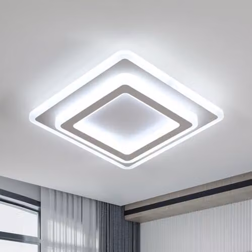 Goeco Modern Square LED Ceiling Light, 44W 4950LM, Cool White 6500K, White, W/D/H: 29 x 29 x 5.5 cm