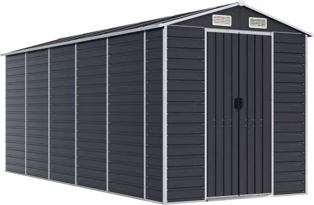 Berkfield Home Pent Garden Shed in Anthracite Galvanised Steel, W/D/H: 470 x 191 x 198 cm