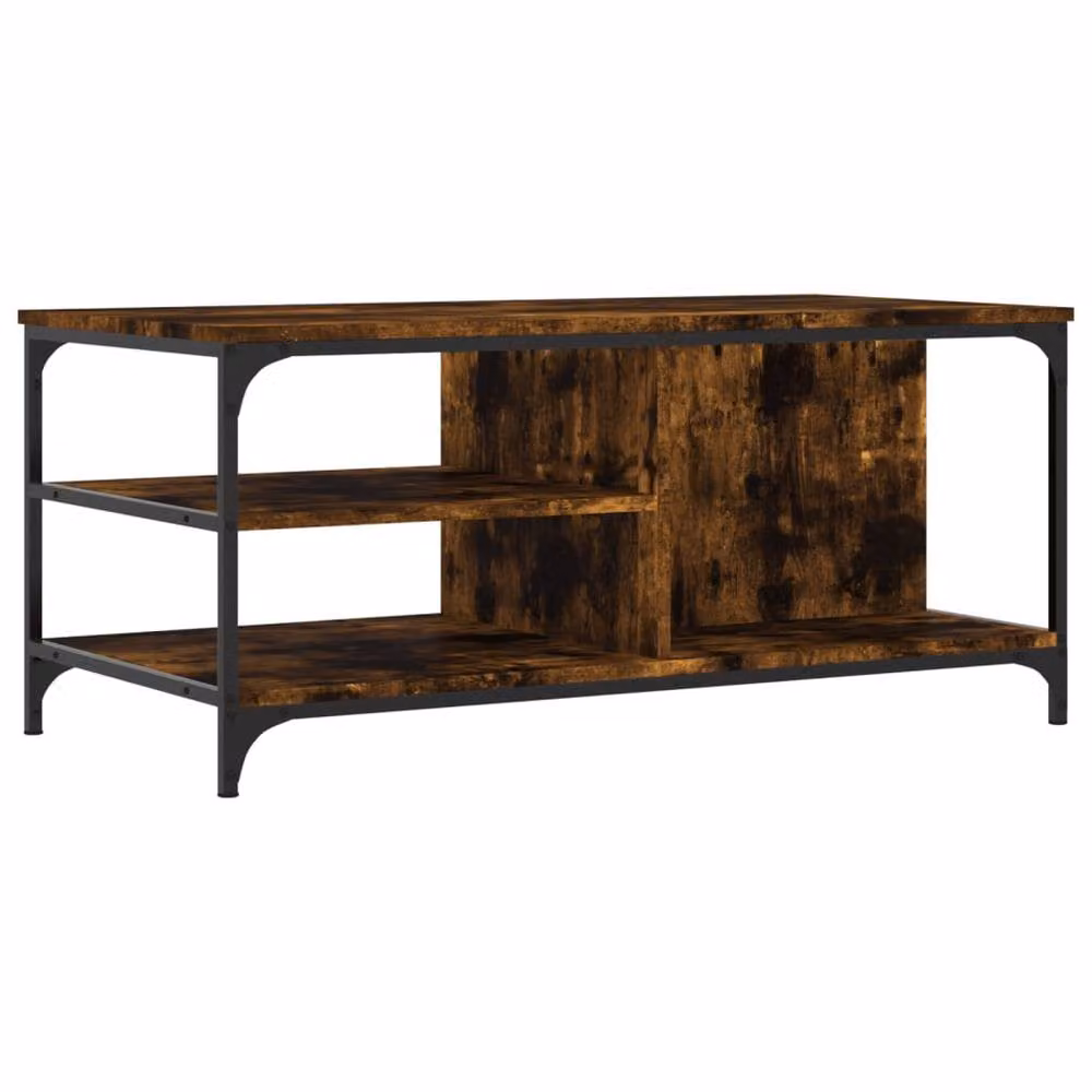 Berkfield Home Decorative Smoked Oak Coffee Table in Brown, W/D/H: 100 x 50 x 45 cm – 2