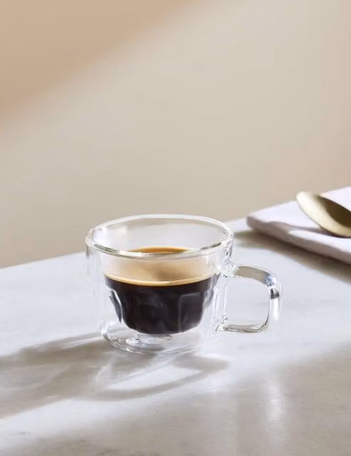 M&S x Kelly Hoppen Double Walled Glass Espresso Cup, Clear