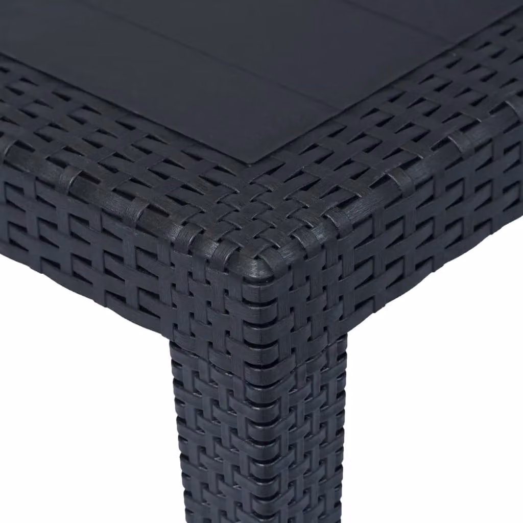 Berkfield Home Anthracite Garden Table with Black Plastic Rattan Look, W/D/H: 150 x 90 x 72 cm – 3