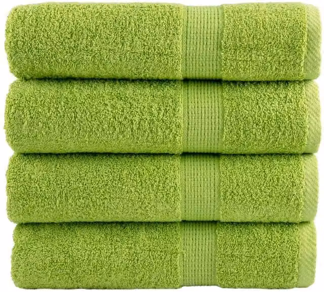 Berkfield Home SOLUND Premium Cotton Terry Bath Towels, 4 Pack, Green, W: 100 cm, L: 150 cm, 600 gsm – 1