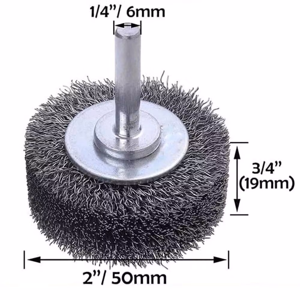 Nordara 2-Piece Stainless Steel Wire Wheel Brush Set for Angle Grinders and Die Grinders, Grey/Silver, Diameter: 5.08 cm, Shank: 0.635 cm – 2
