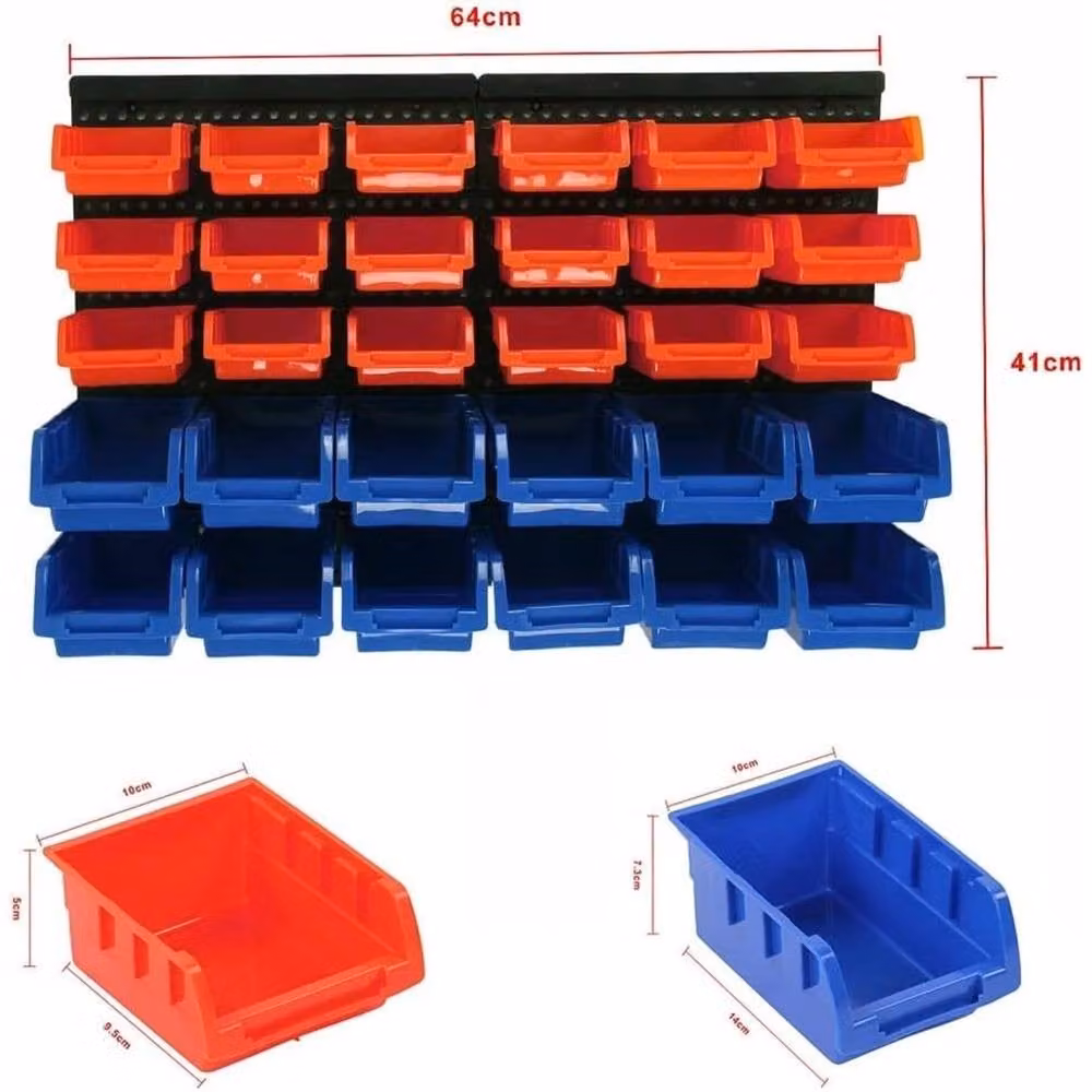 NESTLUNE 30-Piece Multicolour Wall Mounted Plastic Storage Bins for Garage Tools, W/D/H: 100 x 15 x 15 cm – 2