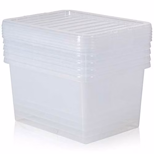 Wham Crystal Transparent Plastic Storage Box with Lid, 31L