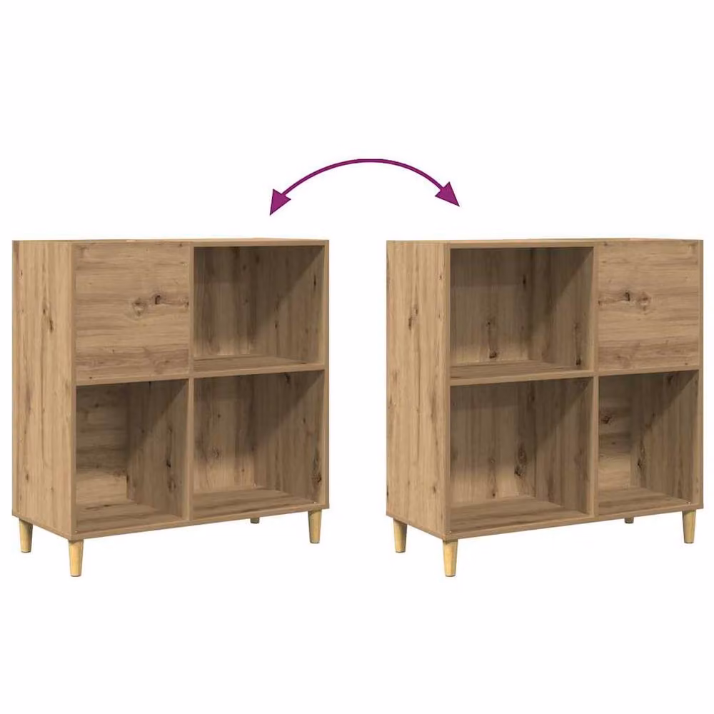 Berkfield Home Artisan Oak Record Cabinet in Brown, W/D/H: 84.5 x 38 x 89 cm – 3