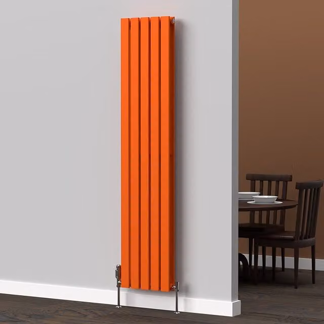 Lux Heat Flat Coloured Vertical Radiator in Sunburst Orange, H 160 cm x W 35 cm