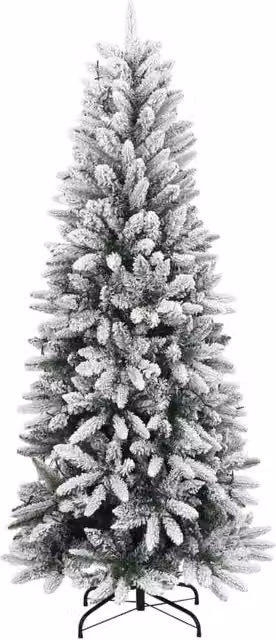 Berkfield Home Realistic Artificial Flocked Christmas Tree with 300 LEDs, Green and White, Height: 180 cm – 1