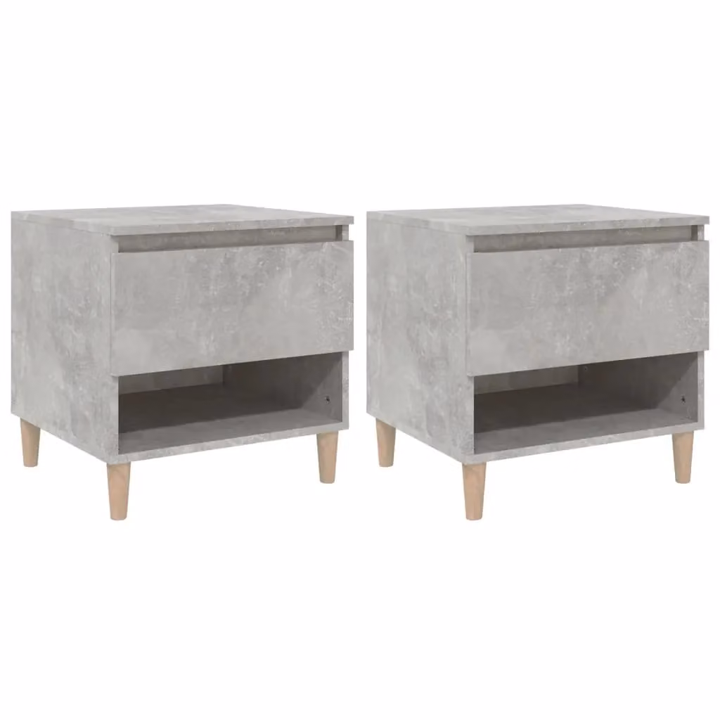 Berkfield Home Set of 2 Bedside Tables in Concrete Grey, W/D/H: 50 x 46 x 50 cm – 2