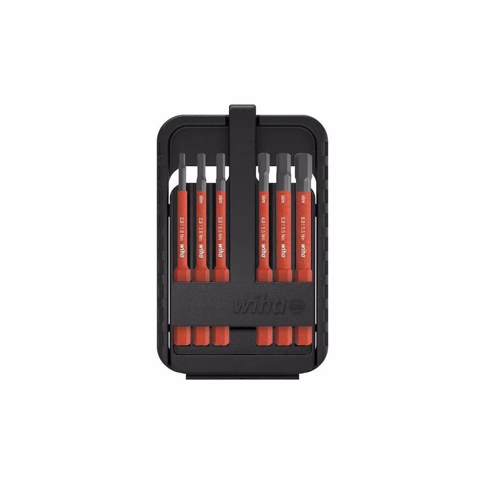 Wiha slimBit Electric Hex Screwdriver Bit Set, 6 Piece, Red – 6