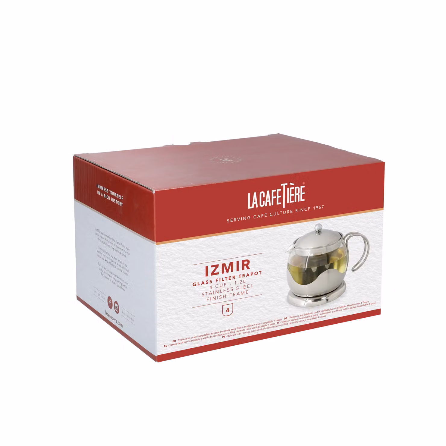La Cafetiere Izmir Glass Teapot with Stainless Steel Infuser in Silver and Transparent – 4