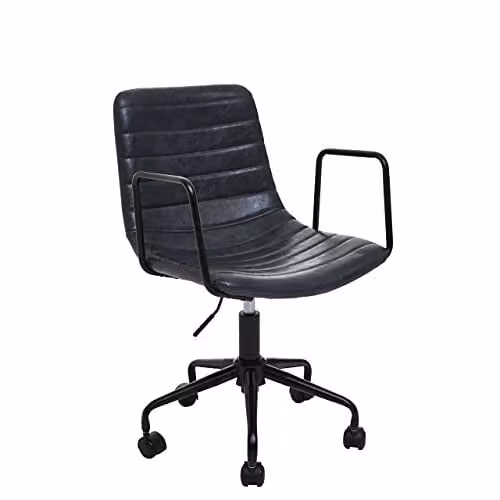 Orsina Grey Faux Leather Ergonomic Task Chair for Home Office and Bedroom, W/D/H: 59 x 90 x 46 cm – 1