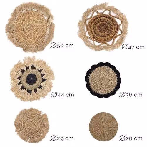 Ancient Wisdom Kribo Collection Set of Six Multicolour Rattan Boho Geometric Round Wall Art – 3