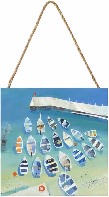 Claire Henley Birds Eye View Multicolour Abstract Maritime Wood Hanging Plaque