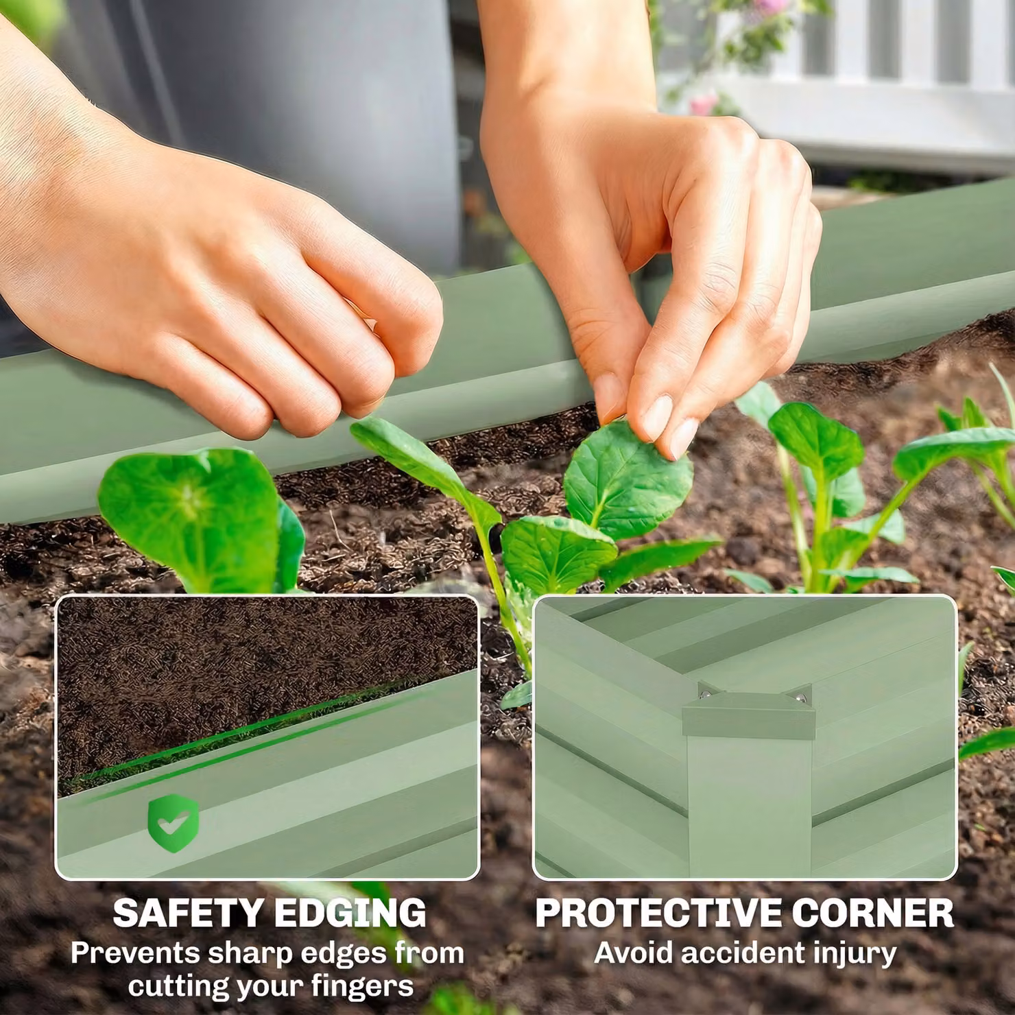 Outsunny Set of Two Green Galvanised Steel Raised Planter Boxes, W: 100 cm, D: 60 cm, H: 30 cm – 3