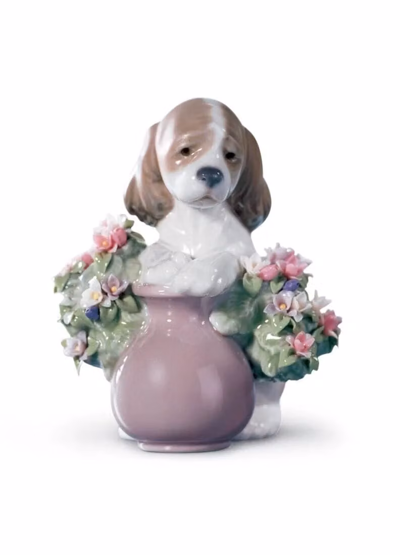 Lladró Take Me Home Dog Porcelain Figurine in White