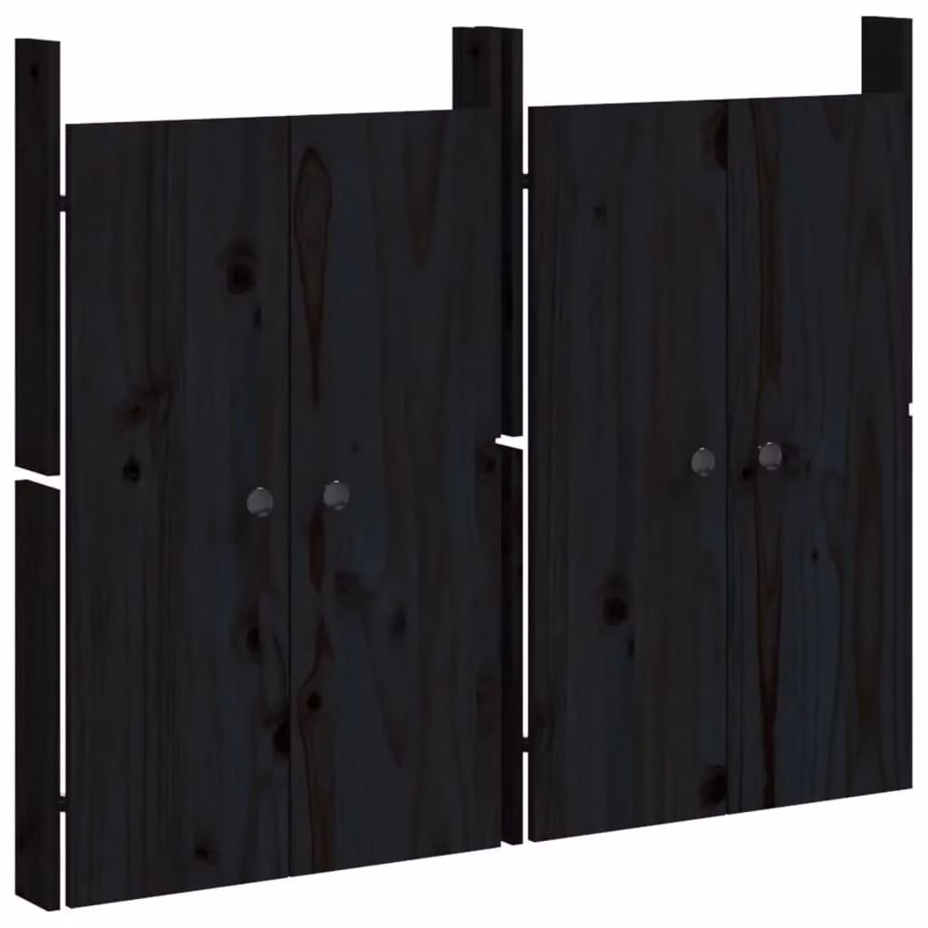 Berkfield Home Outdoor Kitchen Doors, 2 Piece Set in Black Solid Wood, W/D/H: 50 x 9 x 82 cm – 2