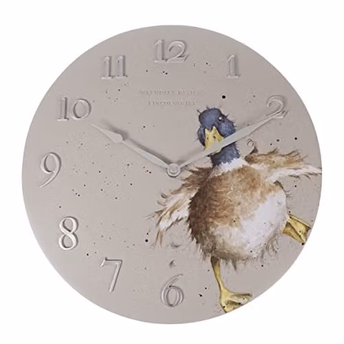Wrendale Designs A Waddle and a Quack Duck Wall Clock, Multicolour, Diameter: 30 cm