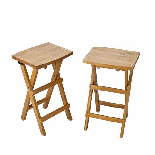 Statement Furniture Shire Oak Folding Bar Stools, Set of 2, Light Brown, Height: 64 cm