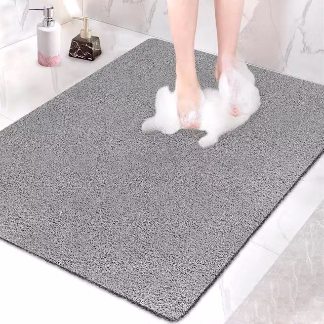 VOGREX Non-Slip and Mould-Resistant PVC Shower Mat in Grey