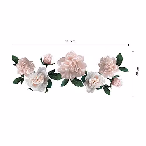WALPLUS Classic Roses Floral Wall Stickers, 16 Piece Pink Peel and Stick Removable Set – 3