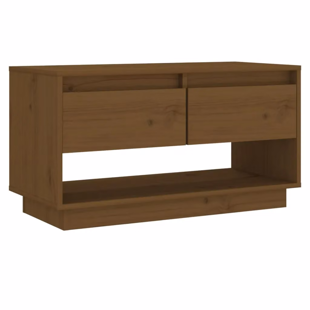 Berkfield Home Rustic Solid Wood Pine TV Cabinet in Honey Brown, W/D/H: 74 x 34 x 40 cm – 2