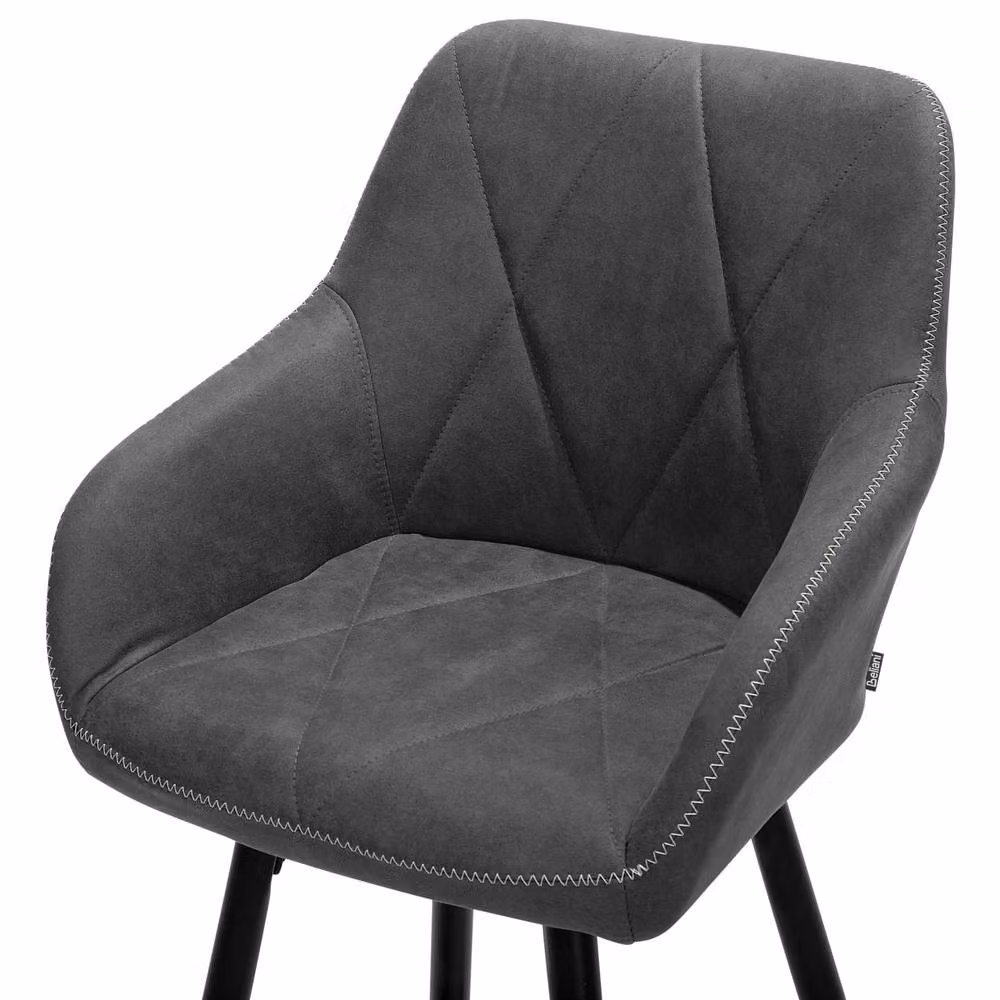Wyld and Coco Set of 2 Grey Quilted Fabric Bar Stools with Arms – 4