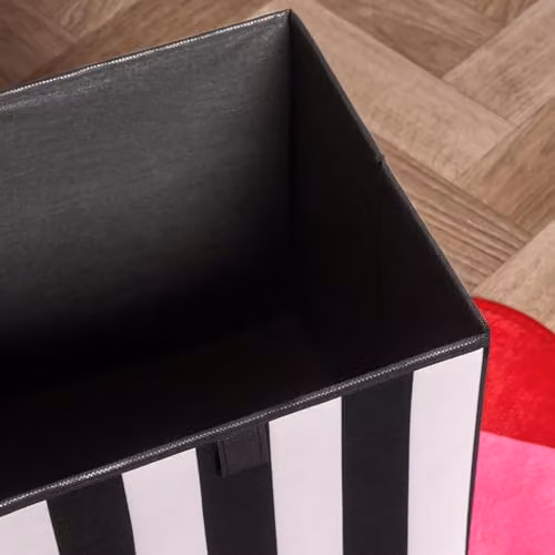 OHS Set of 2 Stripe Print Fabric Cube Storage Boxes in Black and White, W/D/H: 27.0 x 27.0 x 27.0 cm – 3