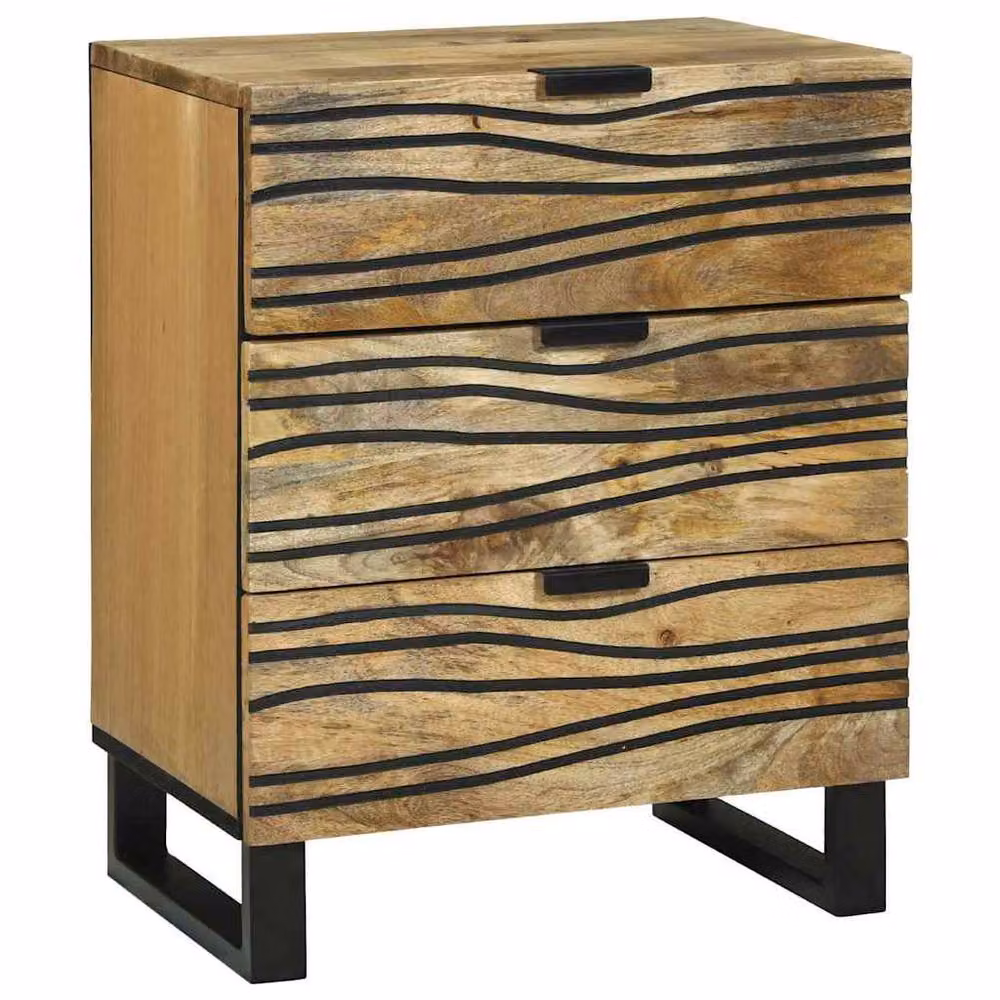 Berkfield Home Bedside Cabinet in Brown Solid Mango Wood, W/D/H: 50 x 33 x 60 cm – 2