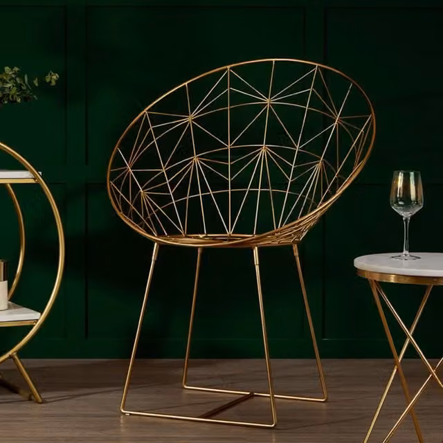Orsina Geometric Gold Metal Accent Chair – 1