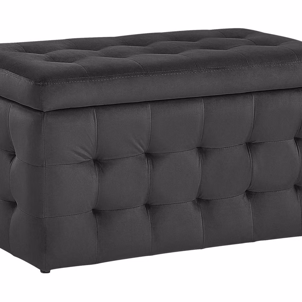 Wyld and Coco Luxor Black Velvet Tufted Storage Ottoman Bench – 2