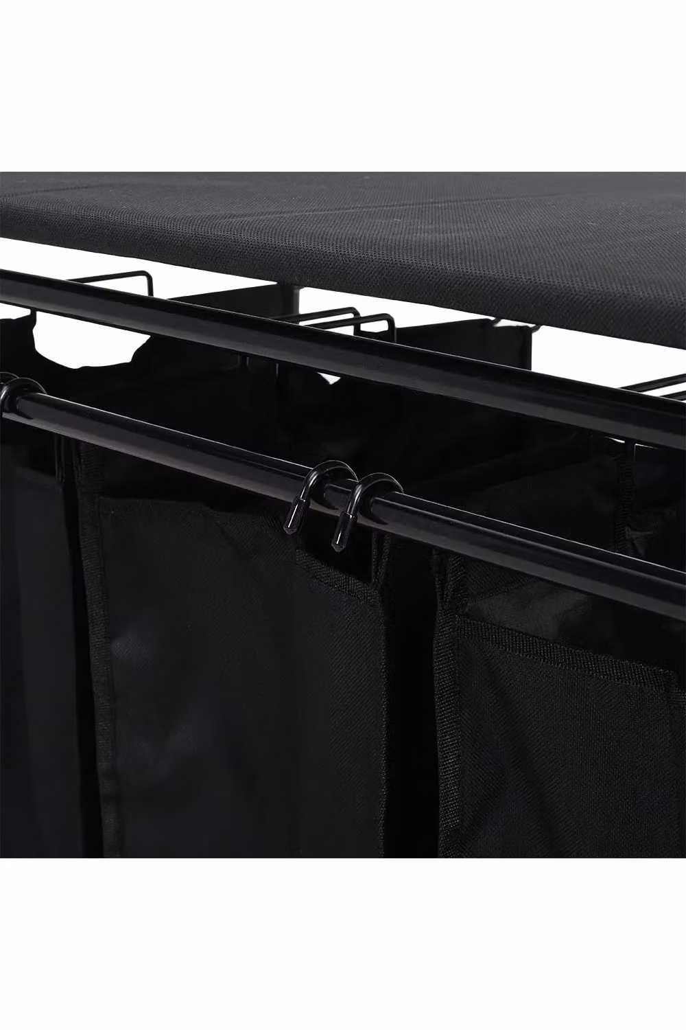 Living and Home 3-Section Rolling Laundry Sorter Hamper with Lift-Up Ironing Board in Black – 4