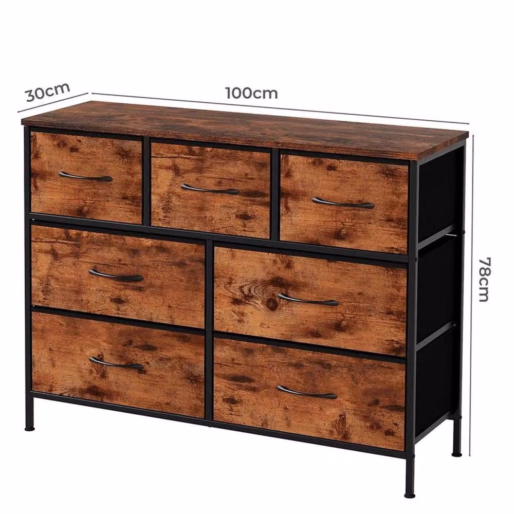 EONLION 7 Drawer Industrial Style Chest of Drawers in Brown, Width: 100 cm – 2