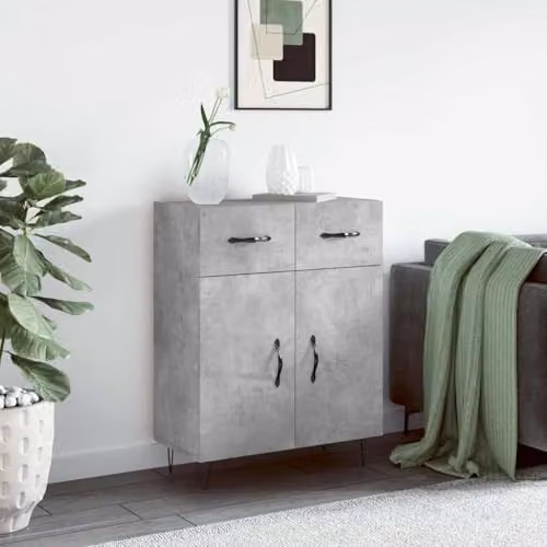 vidaXL Modern Sideboard in Concrete Grey, W: 69.5 cm, D: 34 cm, H: 90 cm – 2