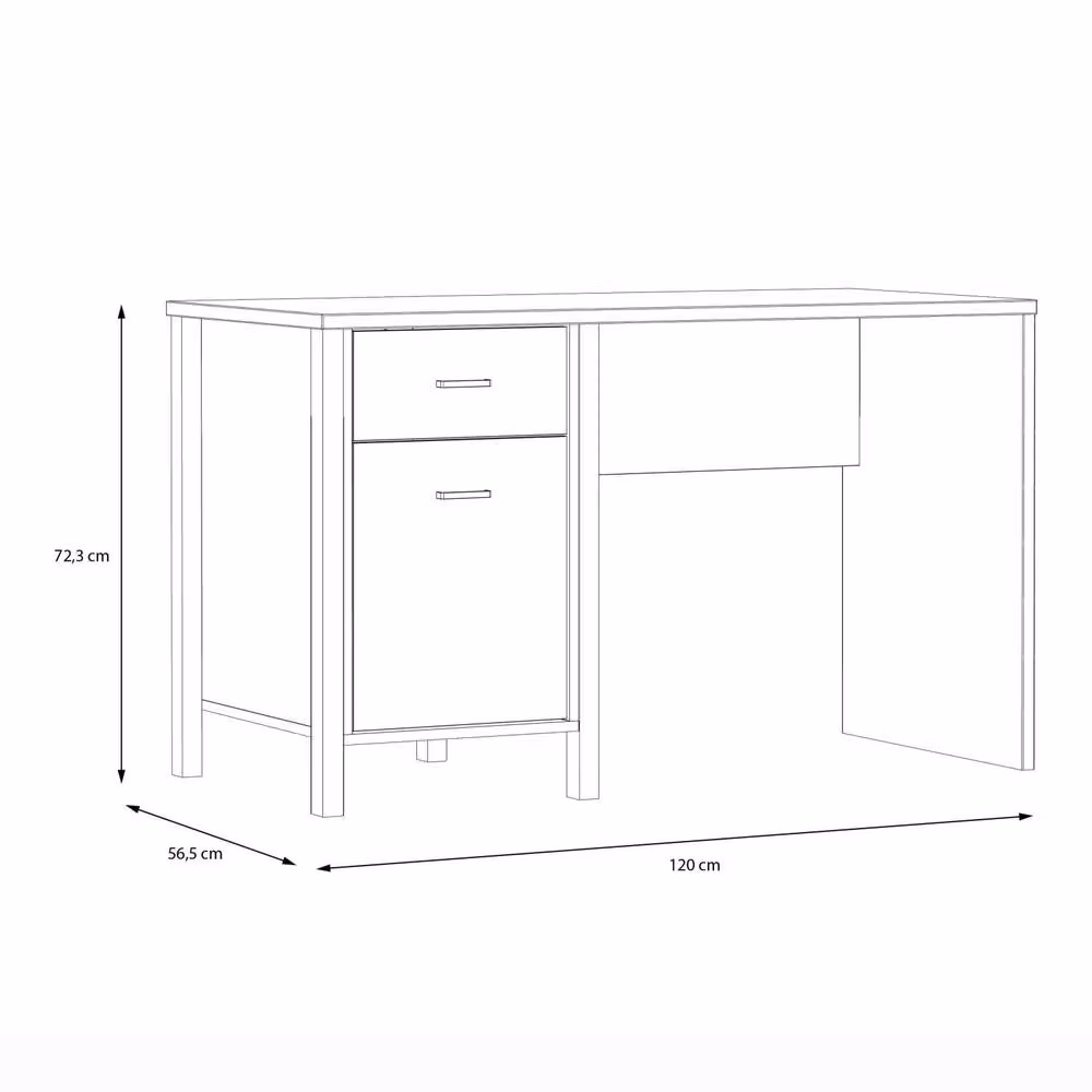 Wyld Haus Egtved Writing Desk in Black and Riviera Oak Effect with 1 Drawer and 1 Cupboard – 3