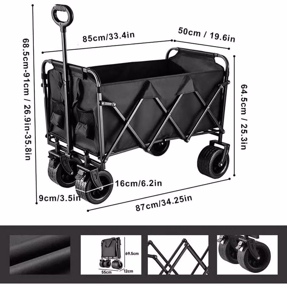 EONLION Folding Camping Cart Garden Trolley in Black – 2