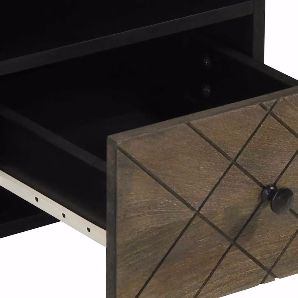 Berkfield Home Black Mango Wood TV Cabinet W/D/H: 100 x 33 x 46 cm – 4
